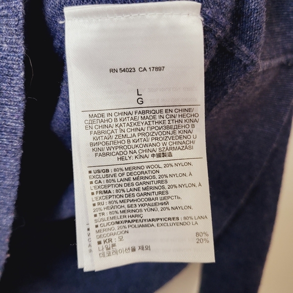 Banana Republic Quarter Zip Pull Over Men's Size Large Navy Blue Merino Wool - Picture 4 of 8